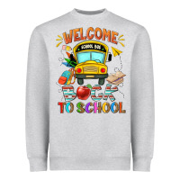 Heather Grey welcome back to school with school bus Heavyweight Sweatshirt - NancyCooperArtShop