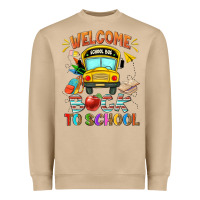 Mushroom welcome back to school with school bus Heavyweight Sweatshirt - NancyCooperArtShop
