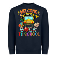 Navy welcome back to school with school bus Heavyweight Sweatshirt - NancyCooperArtShop