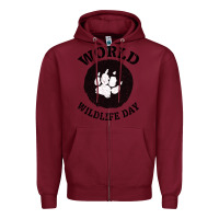 Burgundy World Wildlife Day Zipper Hoodie - Bettercallsaul