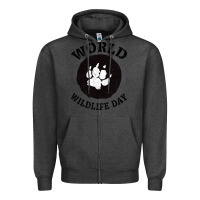 Charcoal Heather World Wildlife Day Zipper Hoodie - Bettercallsaul