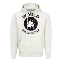 Oatmeal Heather World Wildlife Day Zipper Hoodie - Bettercallsaul