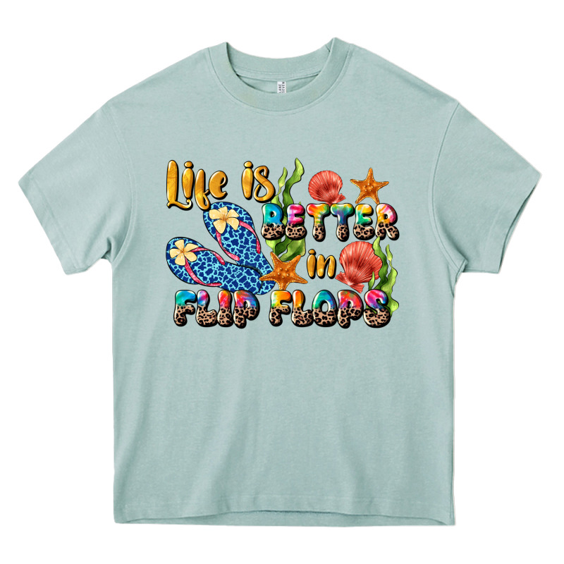 Life Is Better In Flip Flops Summer Heavy Core Tee by JahusDesignShop | Teevron