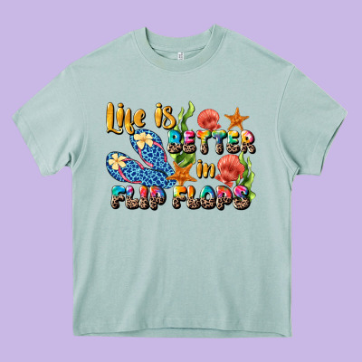 Life Is Better In Flip Flops Summer Heavy Core Tee Designed By Jahusdesignshop