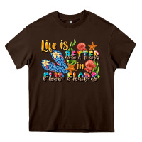 Chocolate Brown life is better in flip flops summer Heavy Core Tee - JahusDesignShop