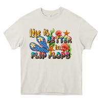 Cream life is better in flip flops summer Heavy Core Tee - JahusDesignShop
