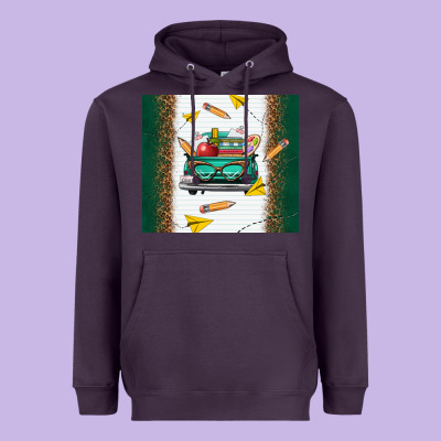 Back To School Truck Heavyweight Hoodie Designed By Tumblerdesignbyshophia
