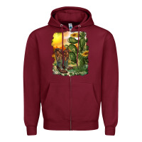 Burgundy western boots with cactus and desert Zipper Hoodie - RanaPortraitStore