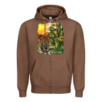 Chestnut western boots with cactus and desert Zipper Hoodie - RanaPortraitStore