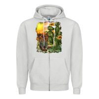Dove Grey western boots with cactus and desert Zipper Hoodie - RanaPortraitStore