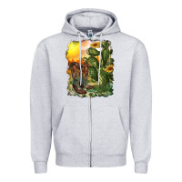 Heather Grey western boots with cactus and desert Zipper Hoodie - RanaPortraitStore
