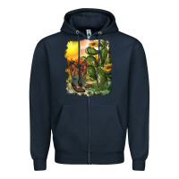 Navy western boots with cactus and desert Zipper Hoodie - RanaPortraitStore