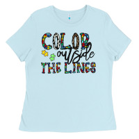 Baby Blue color outside the lines Ladies Tee - CowhideDigitalArt