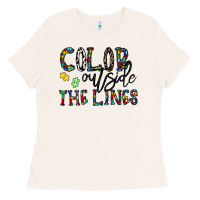 Bone color outside the lines Ladies Tee - CowhideDigitalArt