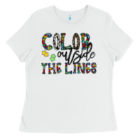 White color outside the lines Ladies Tee - CowhideDigitalArt