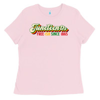 Bubblegum Pink juneteenth free ish since 1865 Ladies Tee - HRA Design Shop