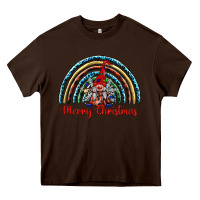 Chocolate Brown merry christmas gnomes   rainbow Heavy Core Tee - BarkalooDesign