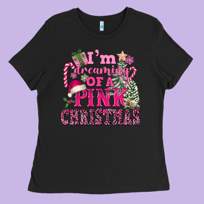 I Am Dreaming Of A Pink Christmas Ladies Tee Designed By Fadigitalartstudio