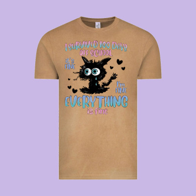 I Survived 100 Days Of School Cat Vintage Tee Designed By Maliassmallbusiness