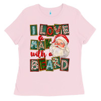 Bubblegum Pink I Love A Man With A Beard Ladies Tee - FaDigitalArtStudio