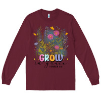Burgundy grow in grace Long Sleeve Tee - MaliasSmallBusiness