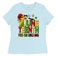 Baby Blue juneteenth fist free ish since 1865 Ladies Tee - HRA Design Shop