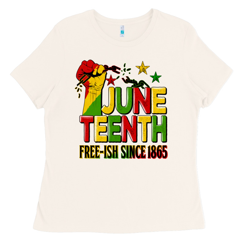 Juneteenth Fist Free Ish Since 1865 Ladies Tee by HRA Design Shop | Teevron