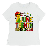 White juneteenth fist free ish since 1865 Ladies Tee - HRA Design Shop
