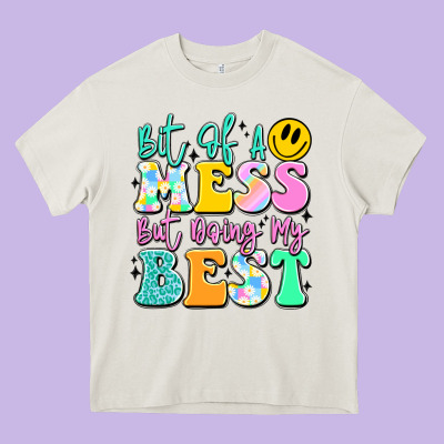 Bit Of A Mess But Doing My Best Heavy Core Tee Designed By Jahusdesignshop