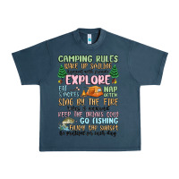 Midnight Navy camping rules Urban Heavy Tee - MaliasSmallBusiness