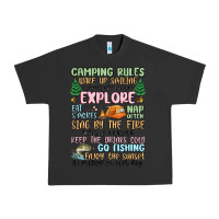 Pigment Black camping rules Urban Heavy Tee - MaliasSmallBusiness