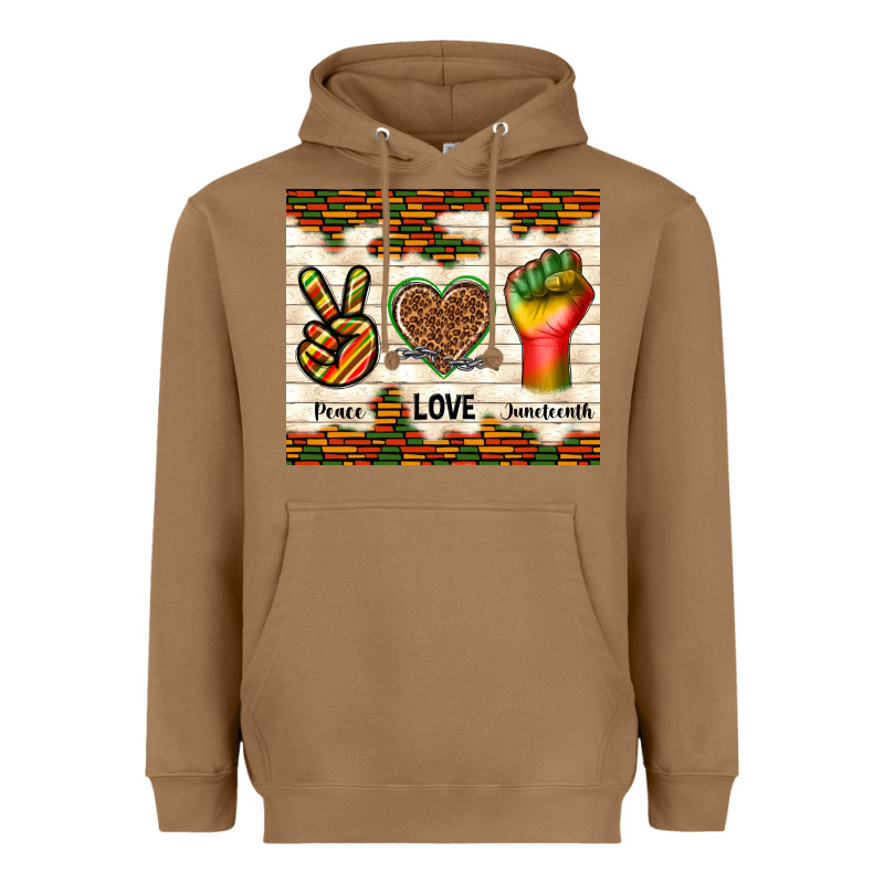 Peace Love Juneteenth Heavyweight Hoodie by TumblerDesignByShophia | Teevron
