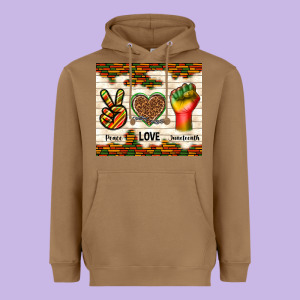 Peace Love Juneteenth Heavyweight Hoodie Designed By Tumblerdesignbyshophia