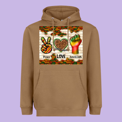 Peace Love Juneteenth Heavyweight Hoodie Designed By Tumblerdesignbyshophia