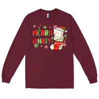 Burgundy merry what christmas cat Long Sleeve Tee - MaliasSmallBusiness