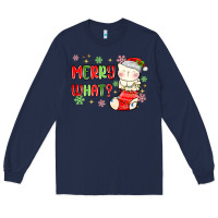 Navy merry what christmas cat Long Sleeve Tee - MaliasSmallBusiness