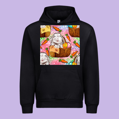 Easter Bunny With Hamper Seamless Pattern Urban Hoodie Designed By Bundleandbundleshop