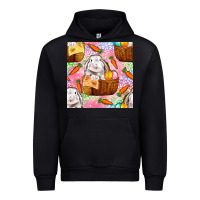 Black Easter Bunny With Hamper Seamless Pattern Urban Hoodie - BundleAndBundleShop
