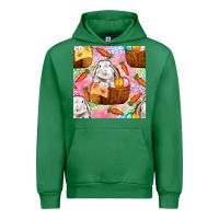 Emerald Easter Bunny With Hamper Seamless Pattern Urban Hoodie - BundleAndBundleShop