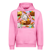 Fuchsia Pink Easter Bunny With Hamper Seamless Pattern Urban Hoodie - BundleAndBundleShop