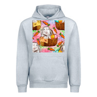 Heather Grey Easter Bunny With Hamper Seamless Pattern Urban Hoodie - BundleAndBundleShop