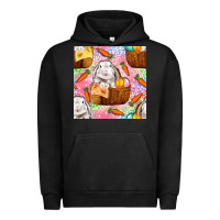 Pigment Black Easter Bunny With Hamper Seamless Pattern Urban Hoodie - BundleAndBundleShop