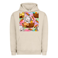 Pigment French Oak Easter Bunny With Hamper Seamless Pattern Urban Hoodie - BundleAndBundleShop