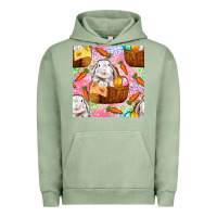 Pigment Oil Green Easter Bunny With Hamper Seamless Pattern Urban Hoodie - BundleAndBundleShop