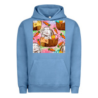 Pigment Pebble Blue Easter Bunny With Hamper Seamless Pattern Urban Hoodie - BundleAndBundleShop
