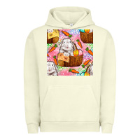 Pigment Pistachio Easter Bunny With Hamper Seamless Pattern Urban Hoodie - BundleAndBundleShop