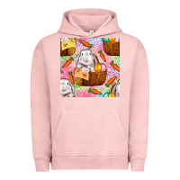 Pigment Salmon Easter Bunny With Hamper Seamless Pattern Urban Hoodie - BundleAndBundleShop