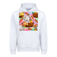 White Easter Bunny With Hamper Seamless Pattern Urban Hoodie - BundleAndBundleShop