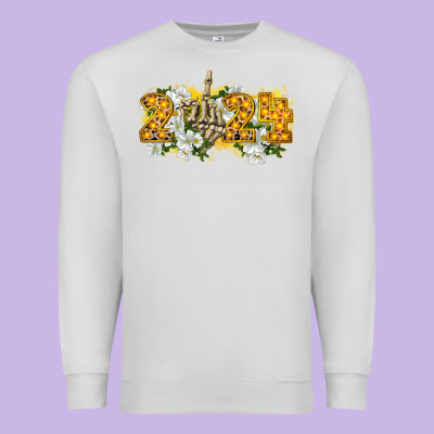 2024 Skeleton Middle Finger New Year Premium Sweatshirt Designed By Cowgirlartshop