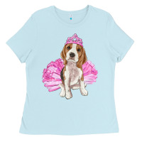 Baby Blue balerina beagle with tutu Ladies Tee - RanaPortraitStore